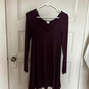 Long sleeve burgundy dress